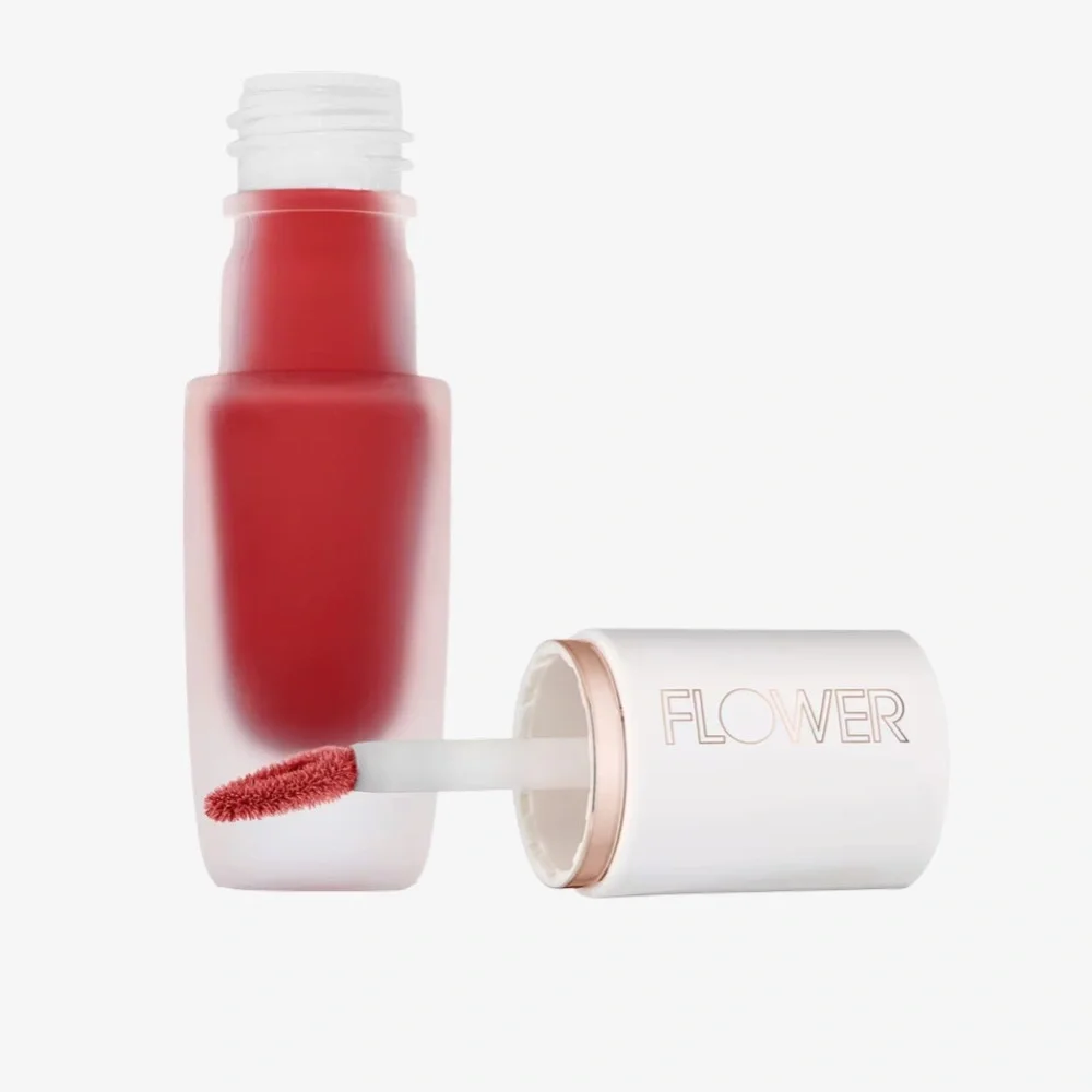 Flower Beauty Perfect Pout Soft Matte Lip Color in Icon, a true red